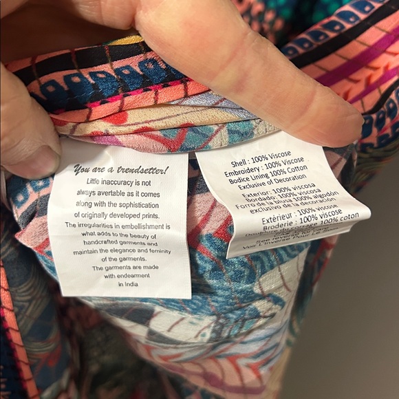 Anthropologie Bhanuni by Jyoti Patterned Maxi Long Sleeve Slit Boho Maci Dress 6 - Picture 5 of 6